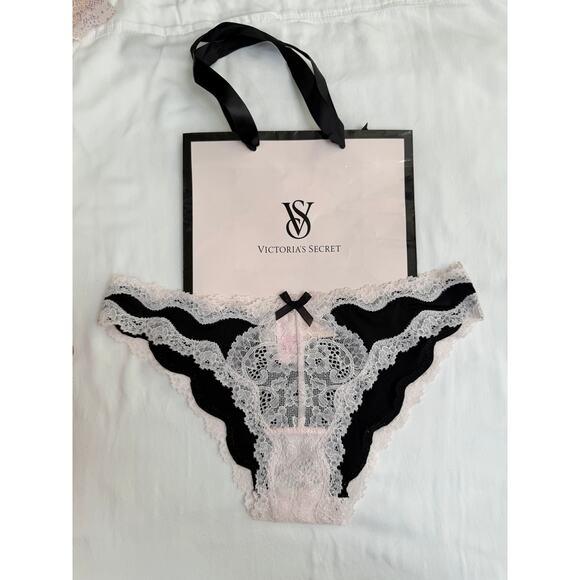 NWT Victoria’s Secret Vintage Dream Angels Satin Sheer Cheekini Panty Black XS - Picture 1 of 5